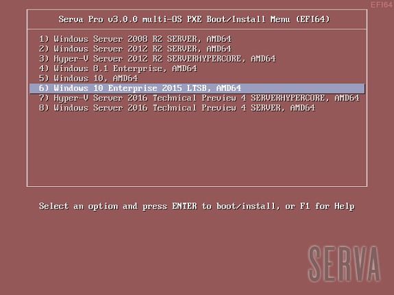 Serva PXE/BINL - AN01.1: WDS OSs Windows Network Install